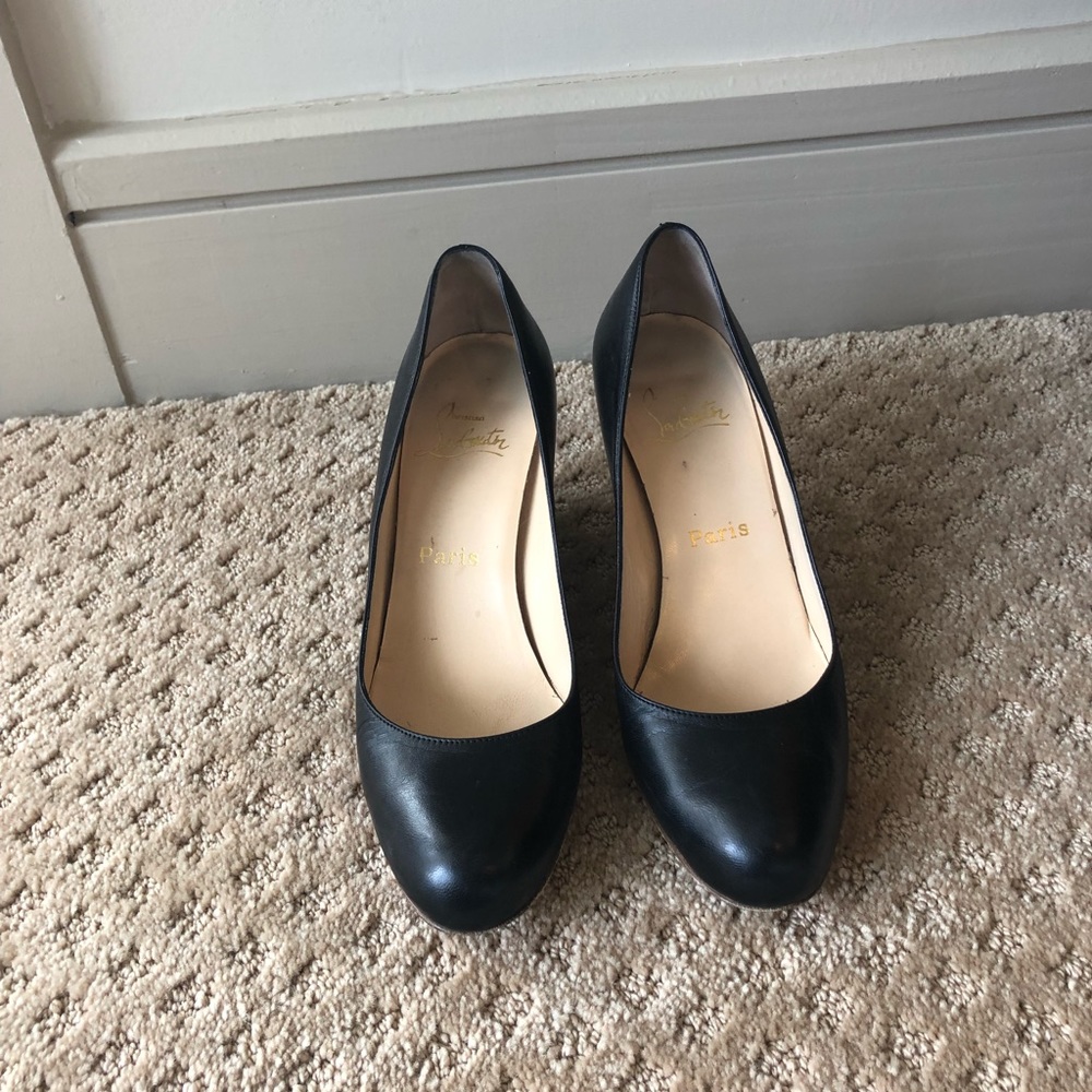 christian louboutin wooden heel wedges